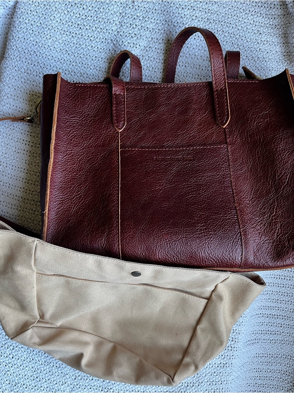 Portland Leather Nutmeg Leather Tote and Portland Leather Insert